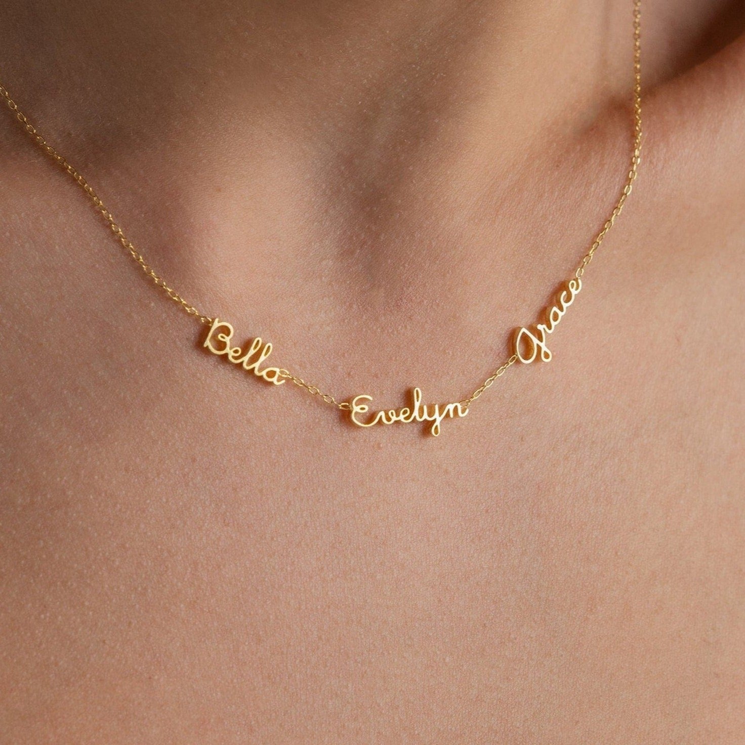 Elina | Elegant personalized name necklace – choose 2 or 3 names