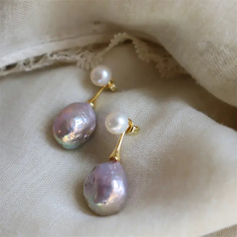 Elegant Purple Pearl Earrings