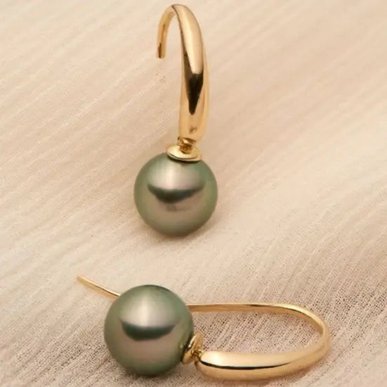 Elegant Olive Green Pearl Earrings