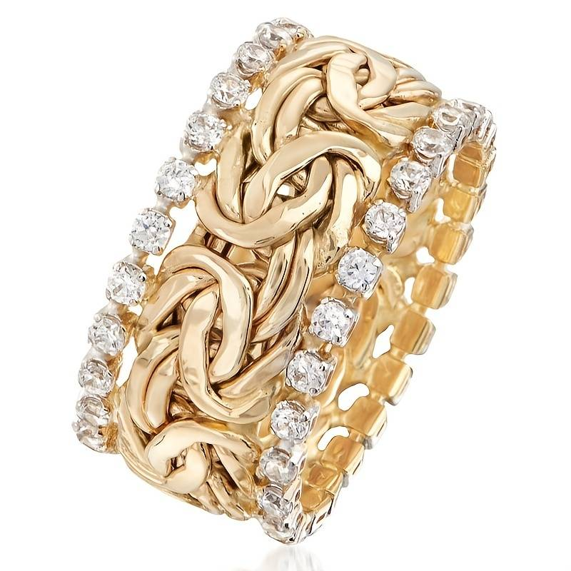 Vintage Gold Woven Zirconia Ring