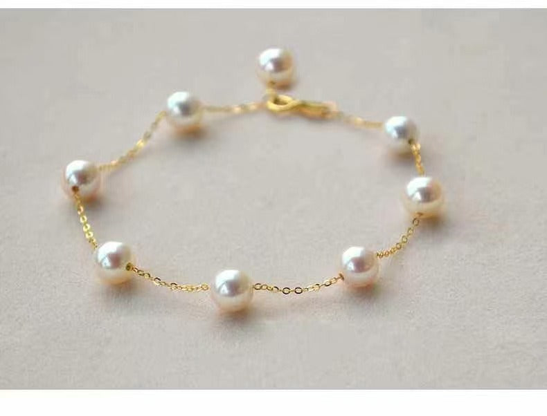Thin Pearl Gold-Colored Bracelet