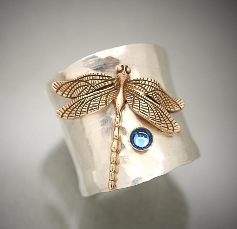 Vintage Gold Mosquito Silver Ring