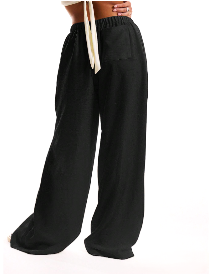 Anna-Berg | Sand Drawstring Waist Linen Trousers