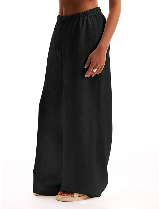 Anna-Berg | Sand Drawstring Waist Linen Trousers