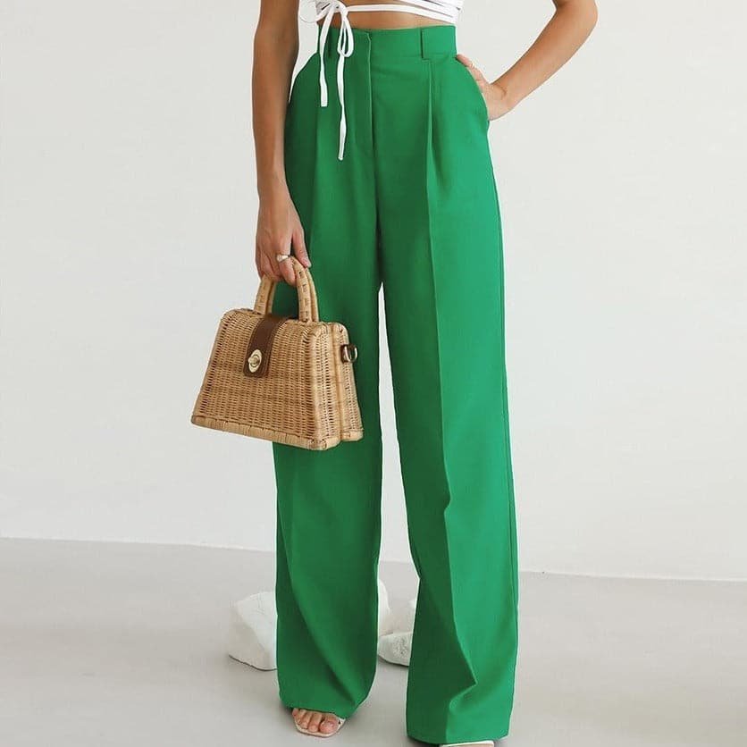 Anna-Berg | Timeless High Waisted Wide Leg Pants with Graceful Drape