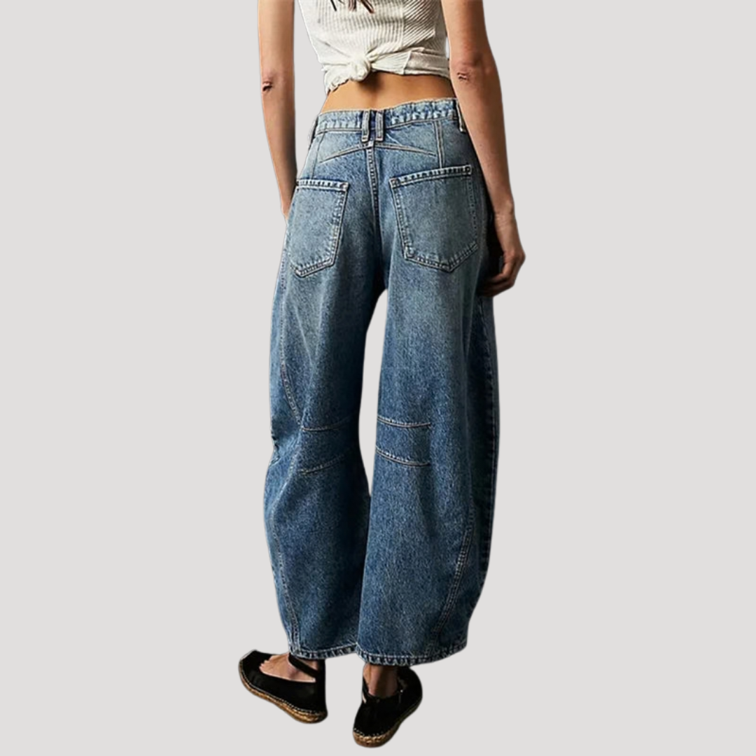 Anna-Berg | Refined Leopard Print Barrel Leg Wide Jeans