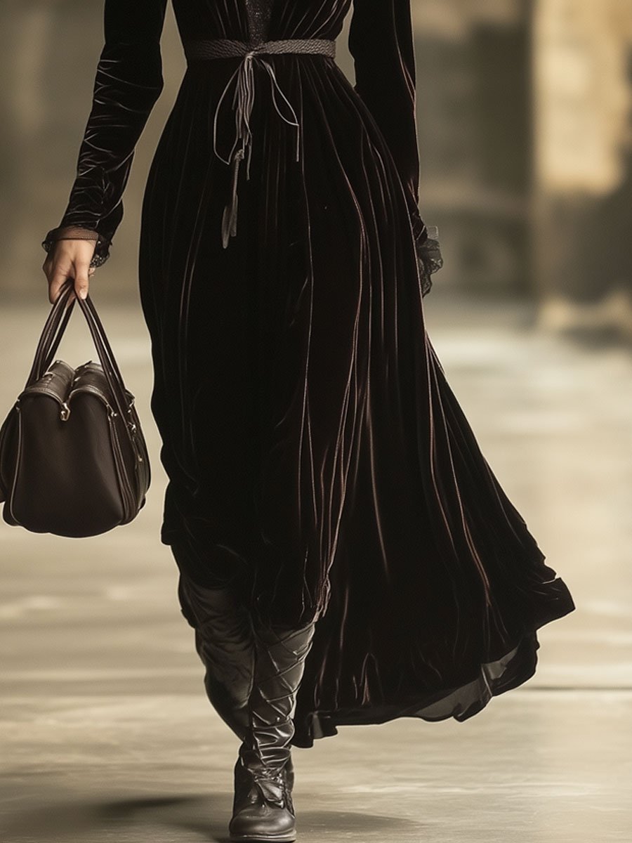Anna-Berg | Velvet V-Neck Evening Dress