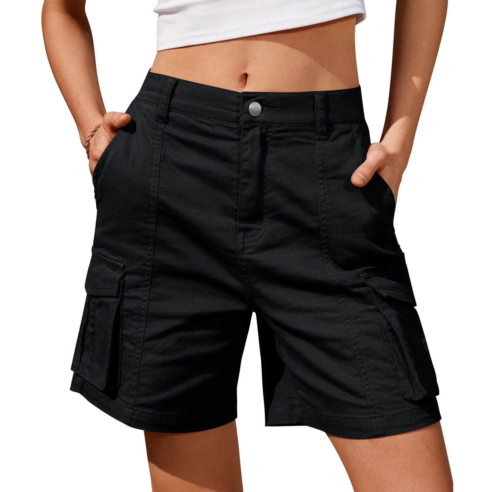 Anna-Berg | Modern High Waist Relaxed Fit Cargo Shorts