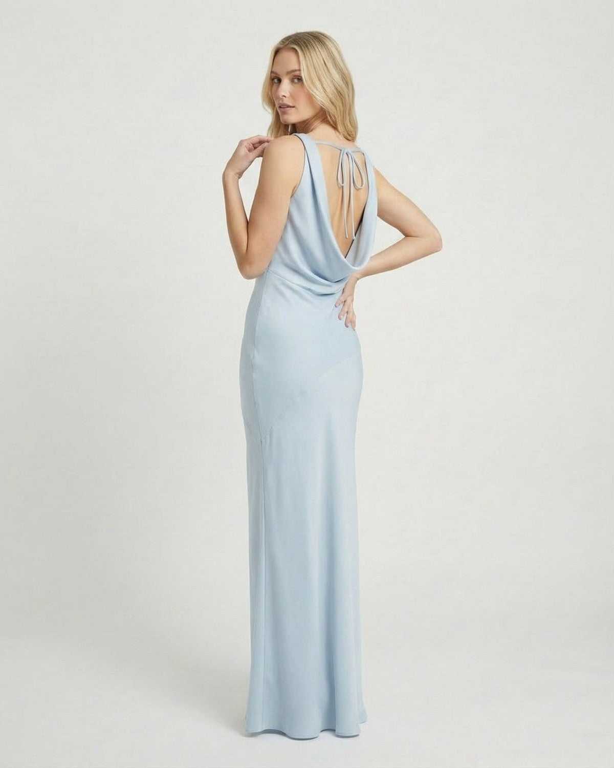 Anna-Berg | Satin Cowl Neck Bodycon Sleeveless Dress