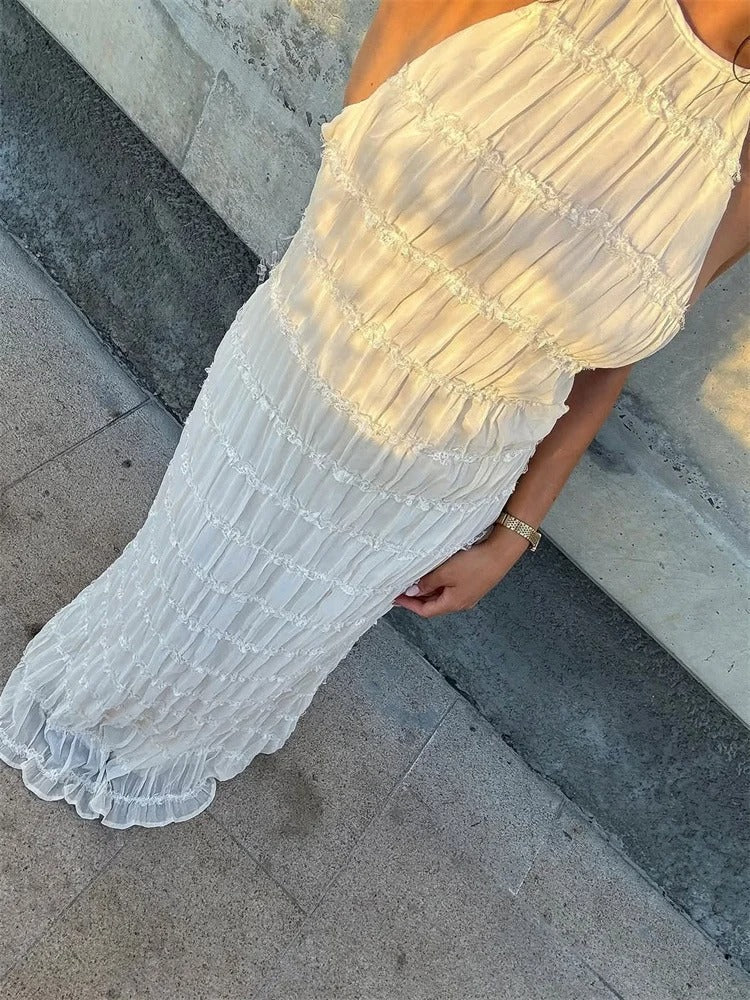 Anna-Berg | Luxe Maxi Dress With Ruching And Open Back
