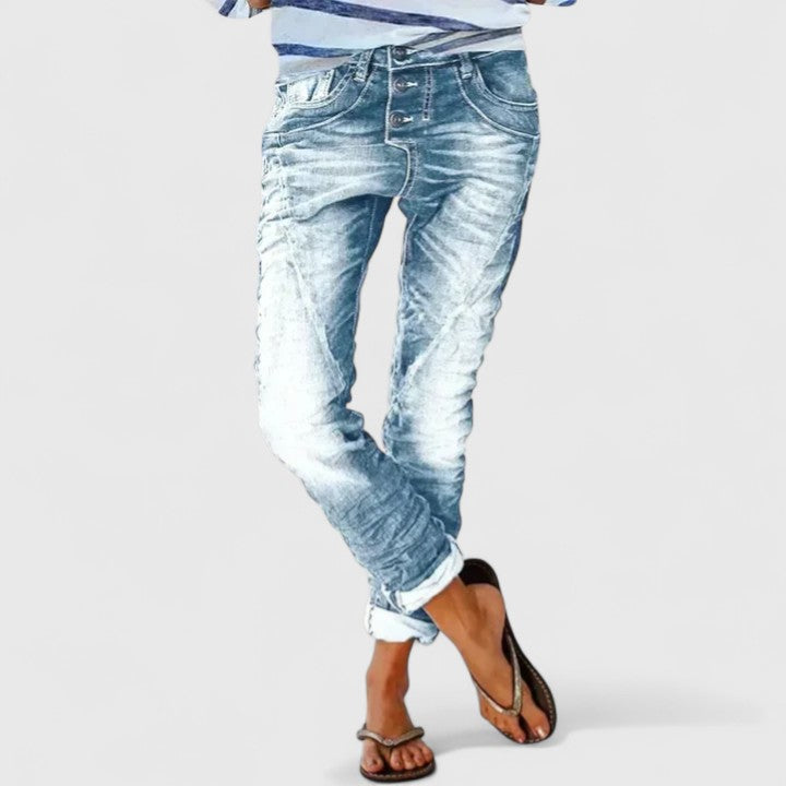 Anna-Berg | Statement Distressed Wide Leg Jeans with a Timeless Finish
