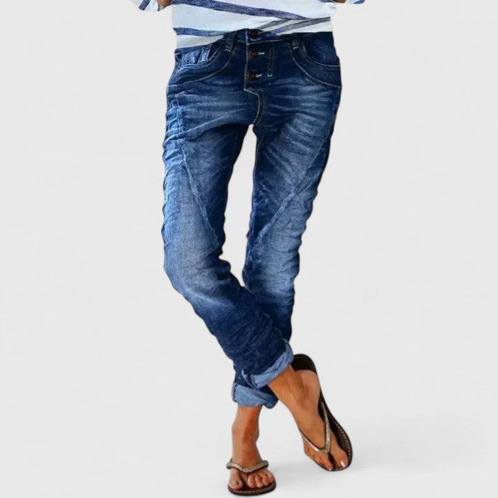 Anna-Berg | Statement Distressed Wide Leg Jeans with a Timeless Finish
