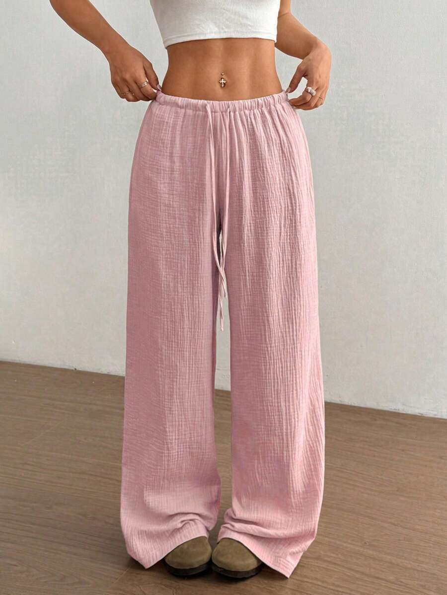 Anna-Berg | Elegant Wide Leg Drawstring Casual Pants