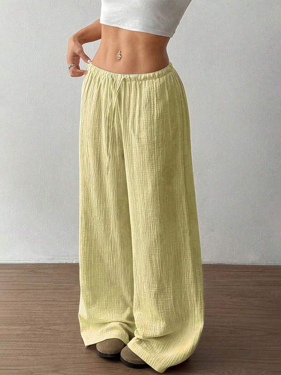 Anna-Berg | Elegant Wide Leg Drawstring Casual Pants