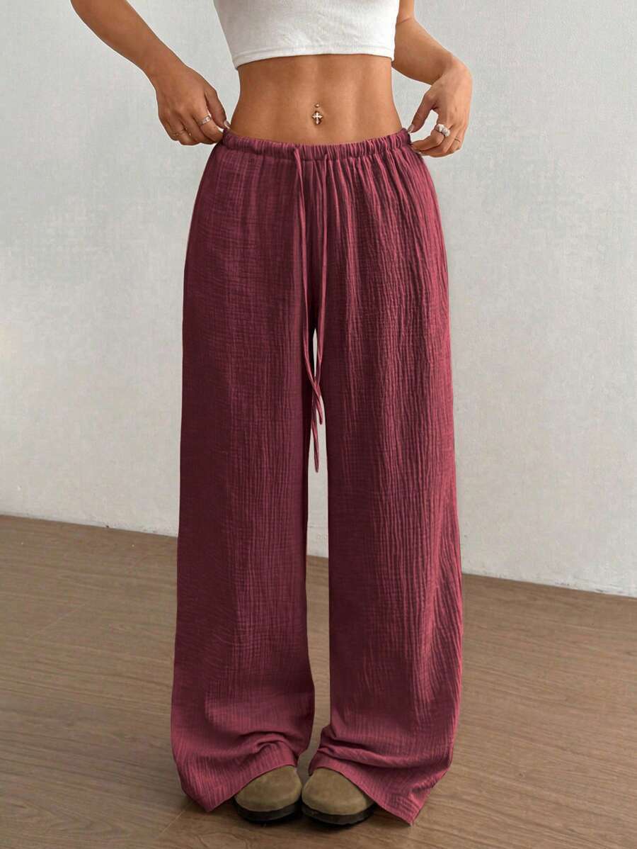 Anna-Berg | Elegant Wide Leg Drawstring Casual Pants