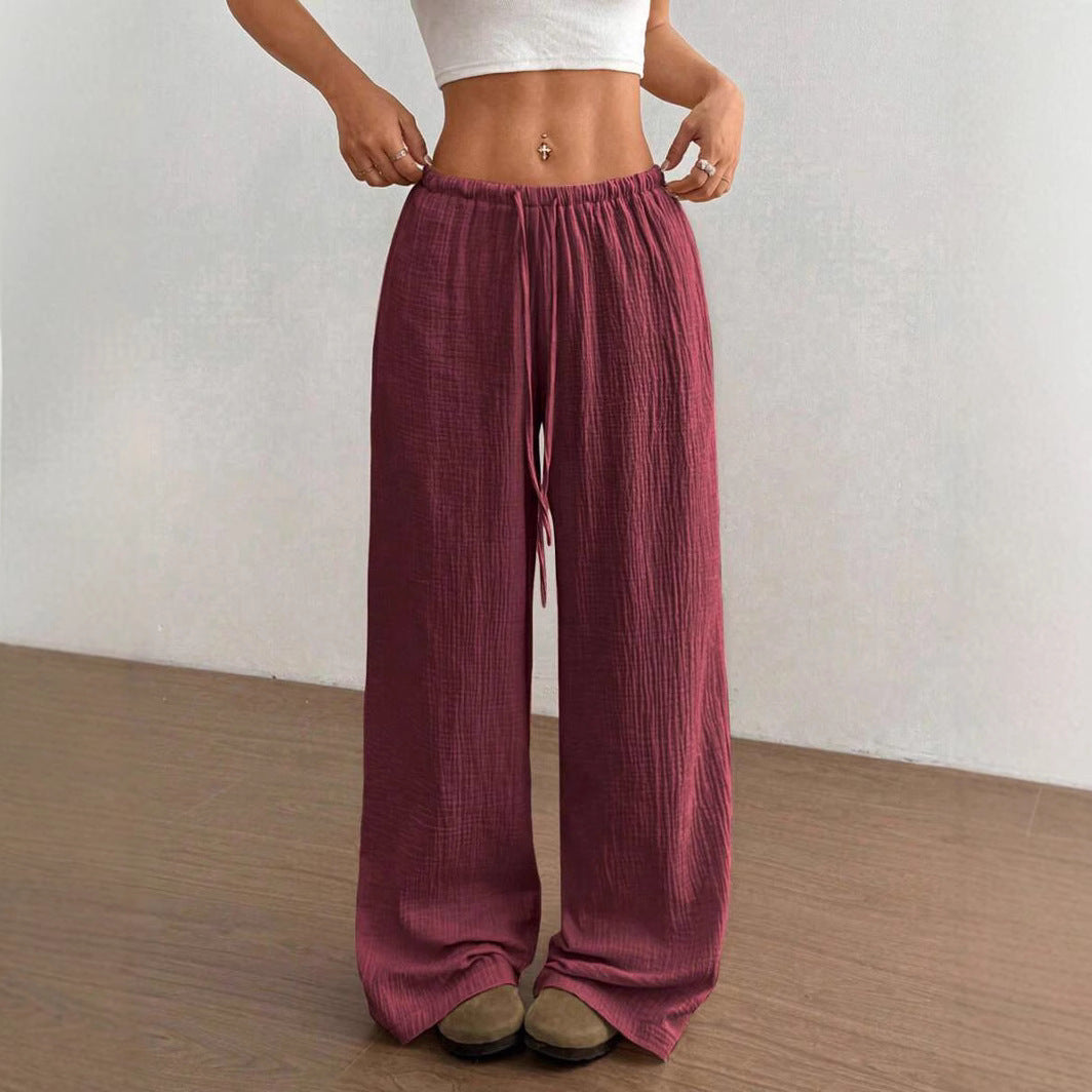 Anna-Berg | Elegant Wide Leg Drawstring Casual Pants
