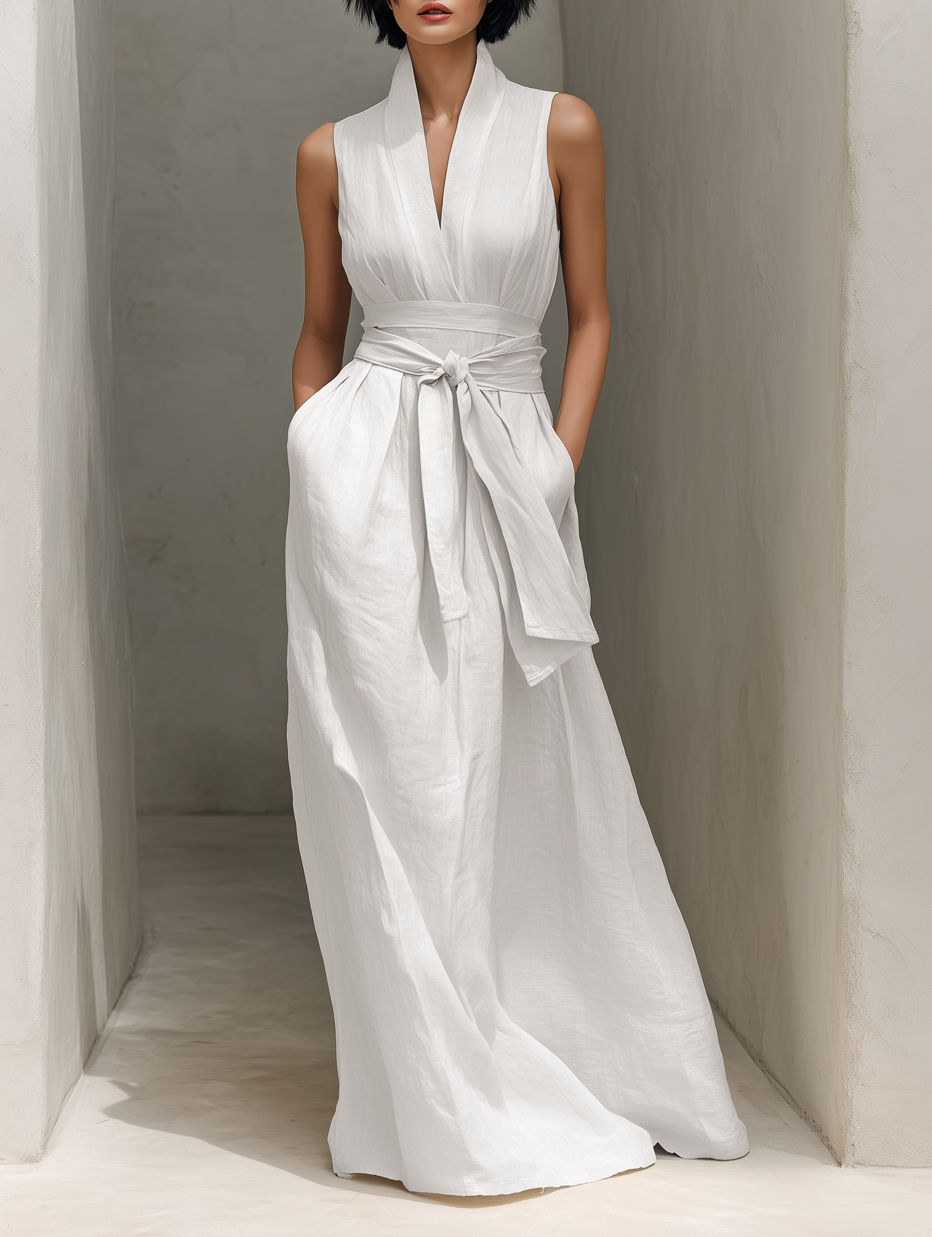Anna-Berg | Linen V-Neck Dress