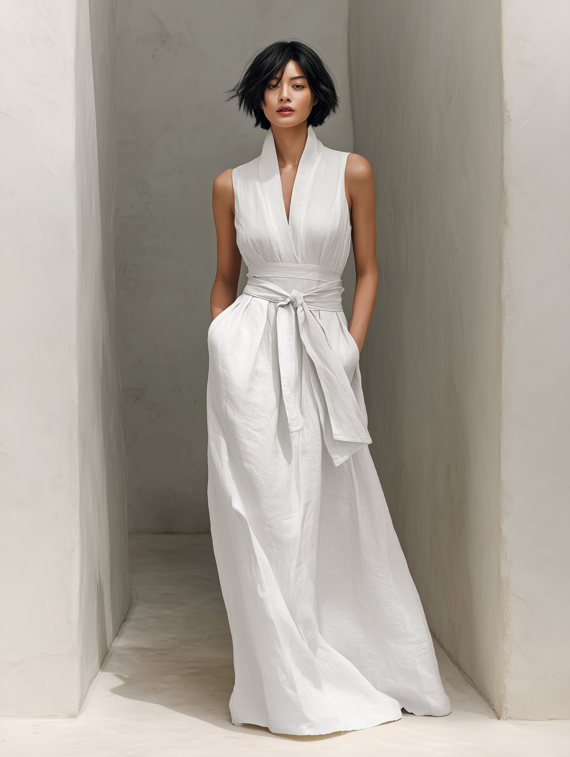 Anna-Berg | Linen V-Neck Dress