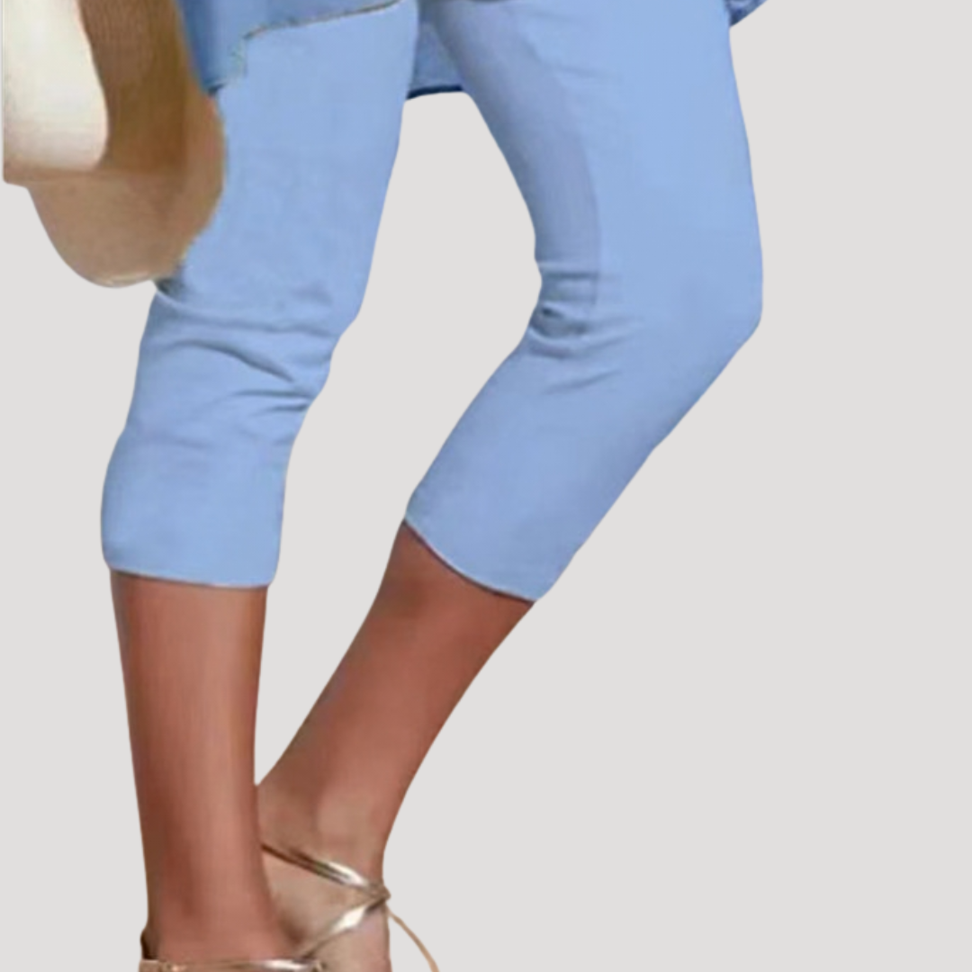 Anna-Berg | Effortless High Waisted Capri Leggings with Graceful Drape
