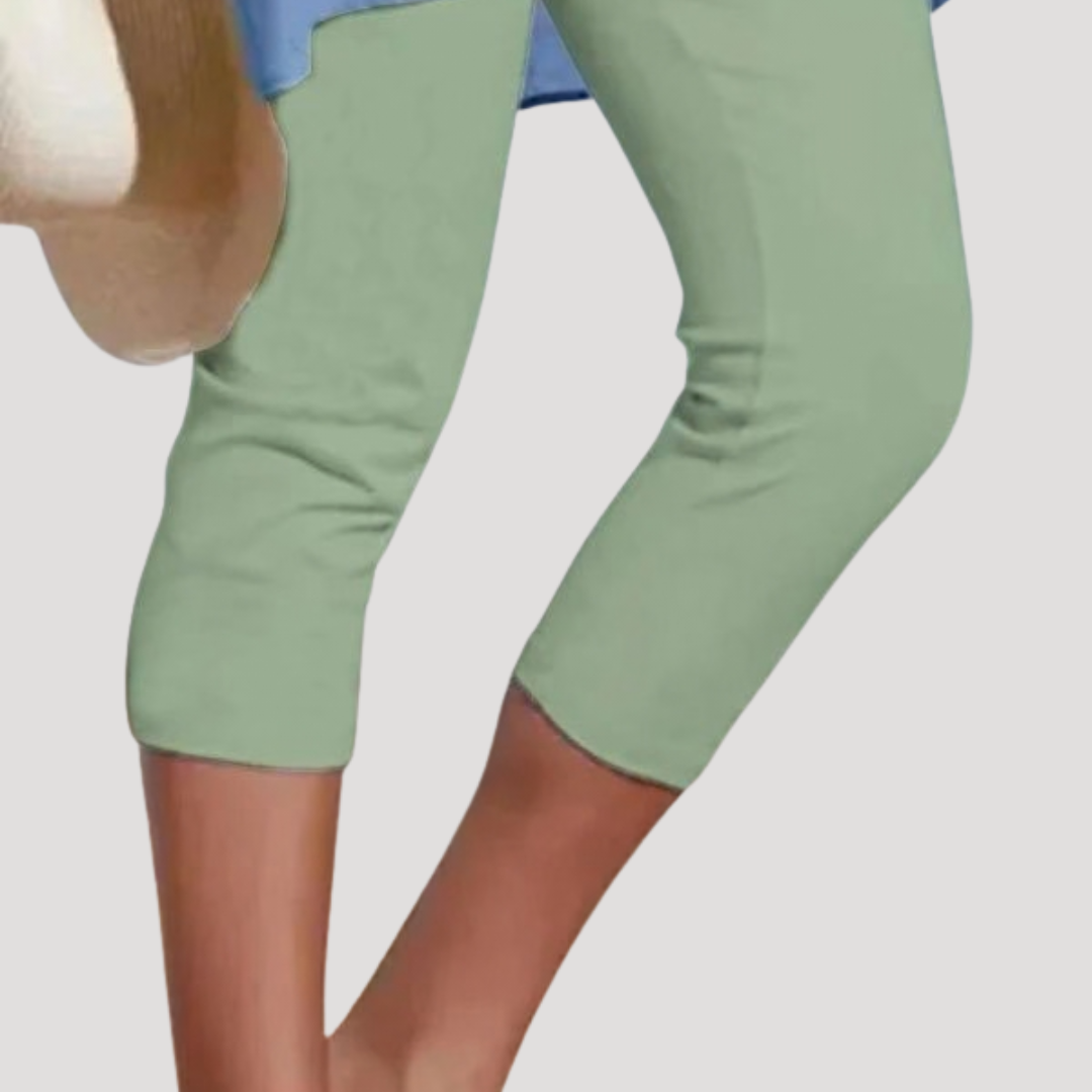 Anna-Berg | Effortless High Waisted Capri Leggings with Graceful Drape
