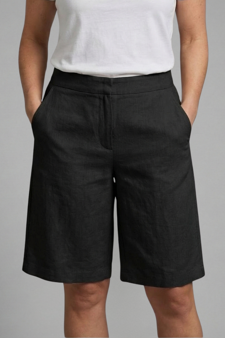 Anna-Berg | Elegant High Waisted Knee Length Shorts for a Polished Look