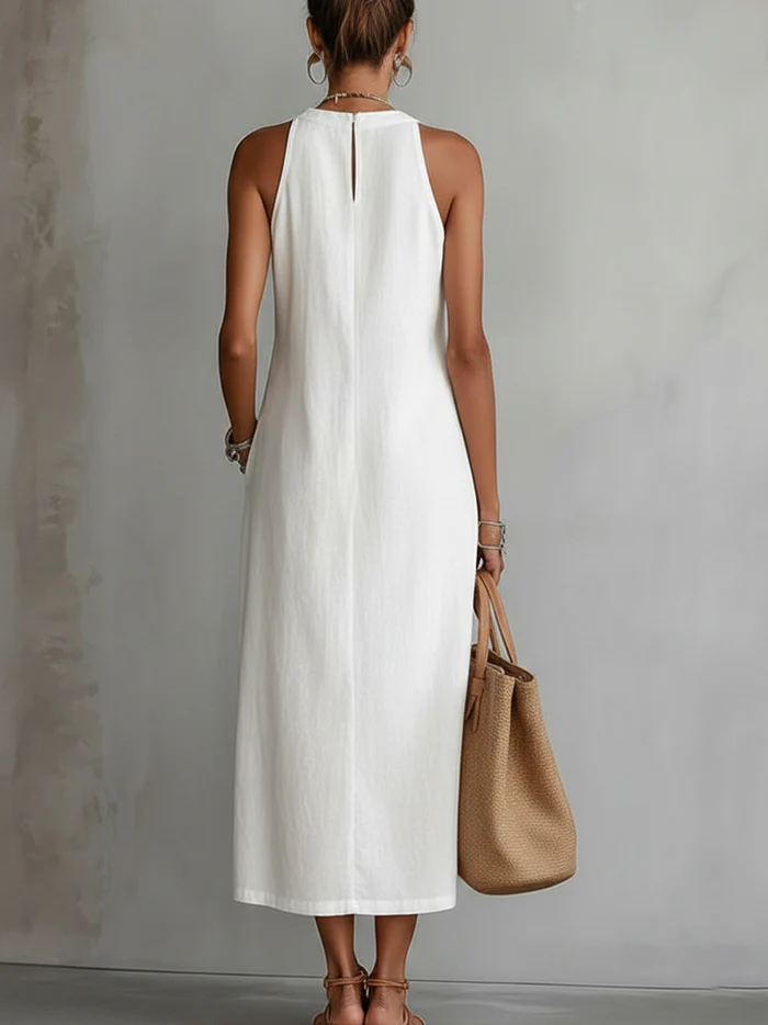 Anna-Berg | Effortless Jimena - Midi Dress With Stylish Mao Collar