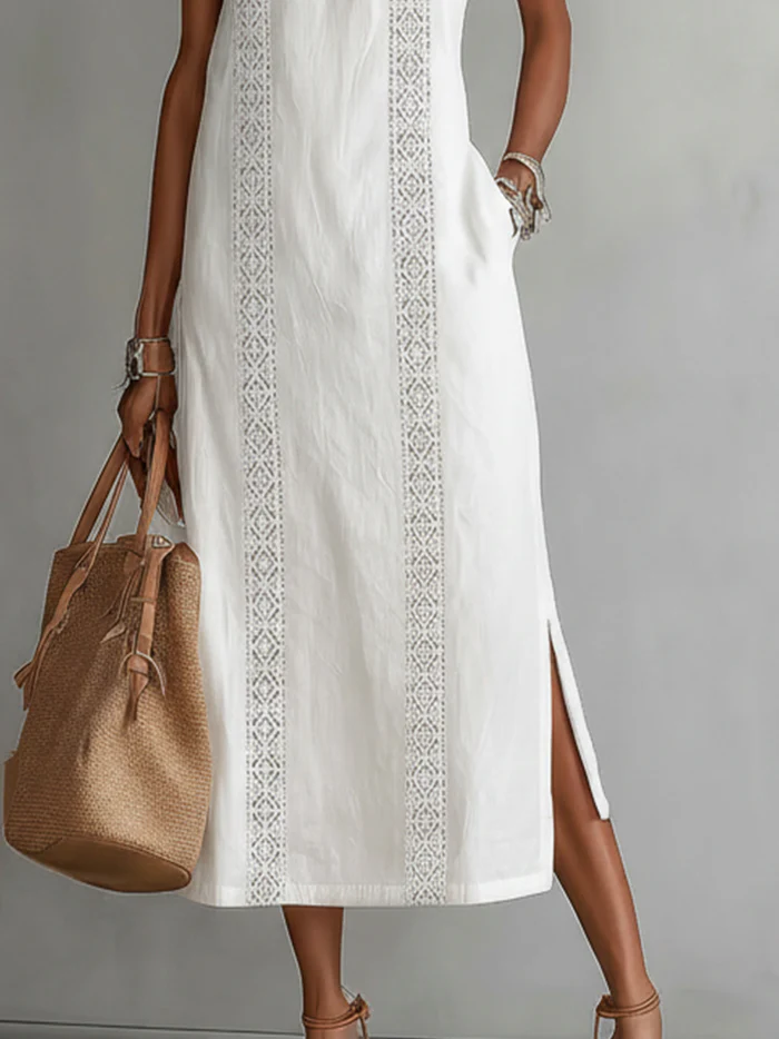 Anna-Berg | Effortless Jimena - Midi Dress With Stylish Mao Collar