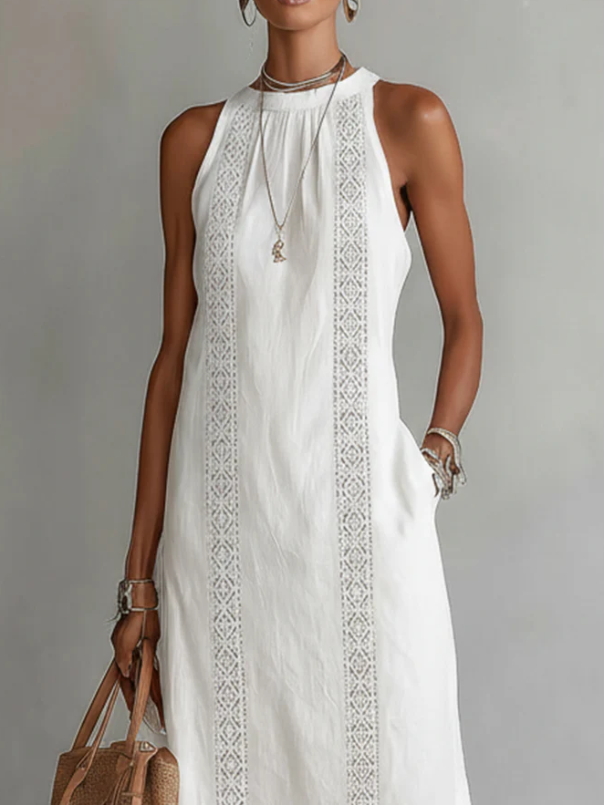Anna-Berg | Effortless Jimena - Midi Dress With Stylish Mao Collar