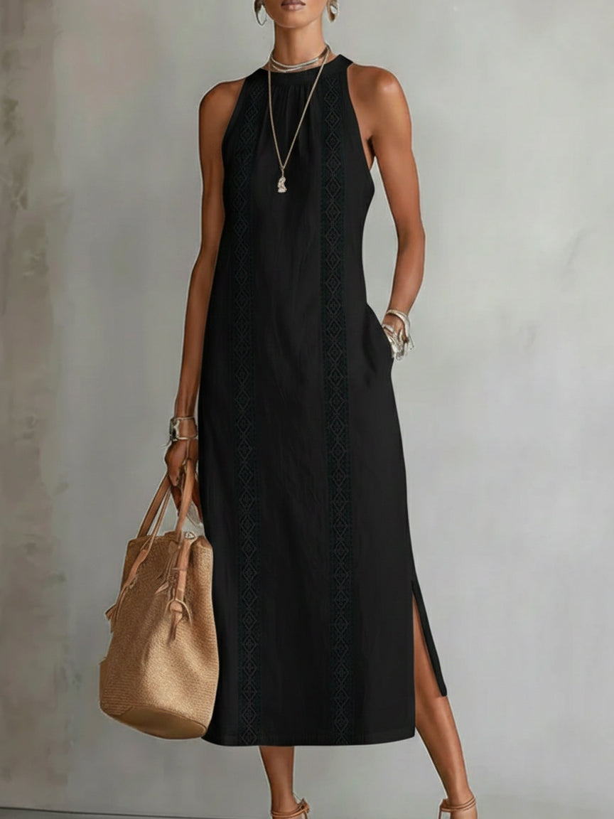Anna-Berg | Effortless Jimena - Midi Dress With Stylish Mao Collar