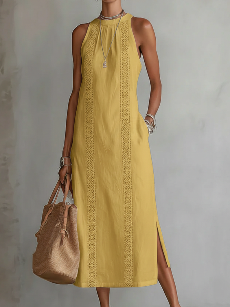 Anna-Berg | Effortless Jimena - Midi Dress With Stylish Mao Collar