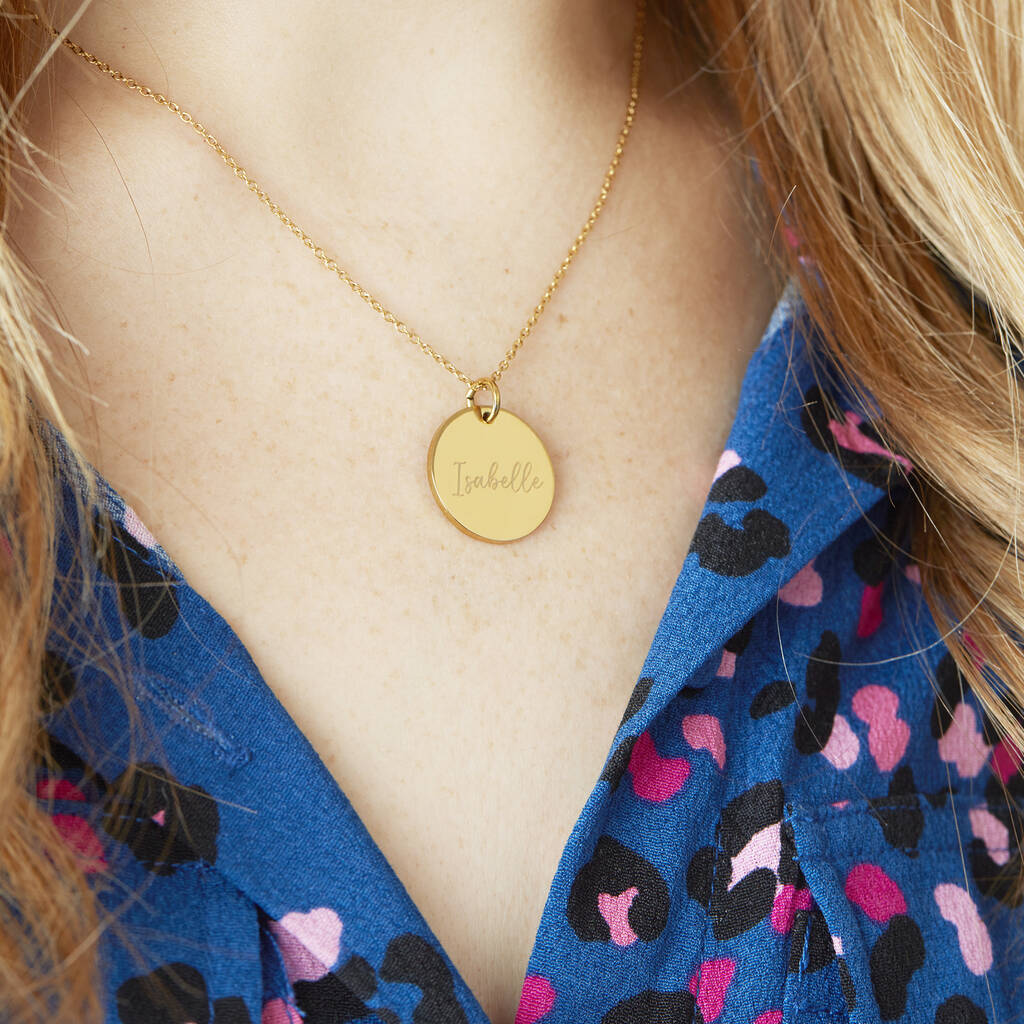 Personalized Name Gold-Plated Disk Necklace