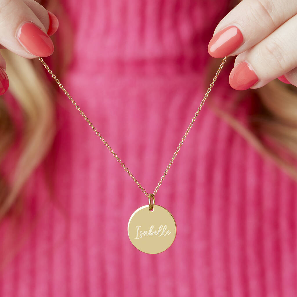 Personalized Name Gold-Plated Disk Necklace