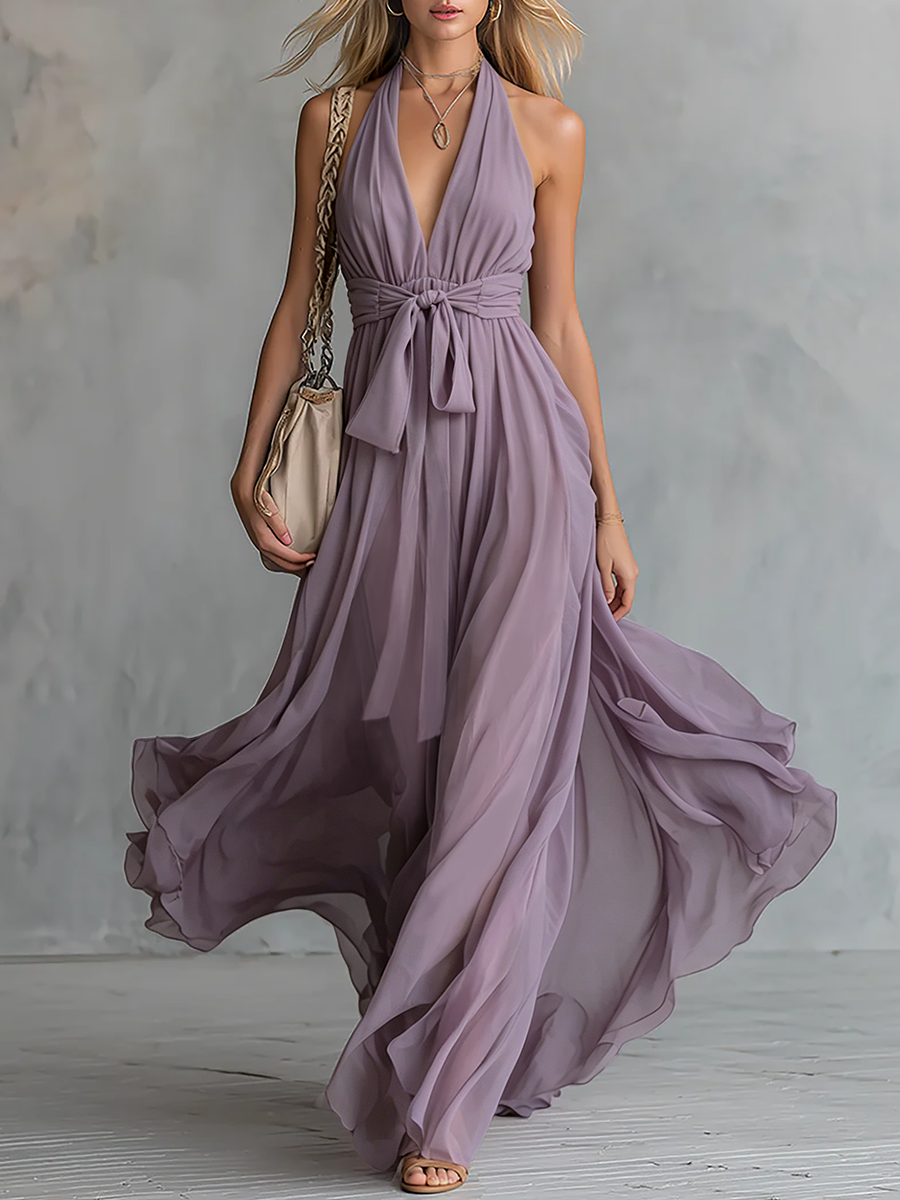 Anna-Berg | Chiffon Halter Neck Elegant Evening Dress