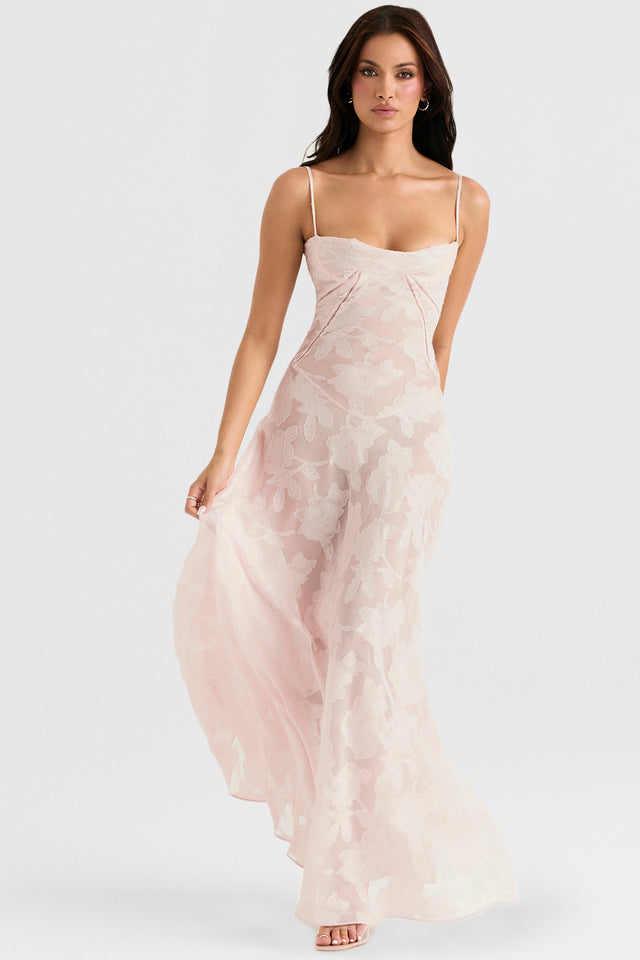 Anna-Berg | Elegant Maxi Dress With Thin Straps And Pattern