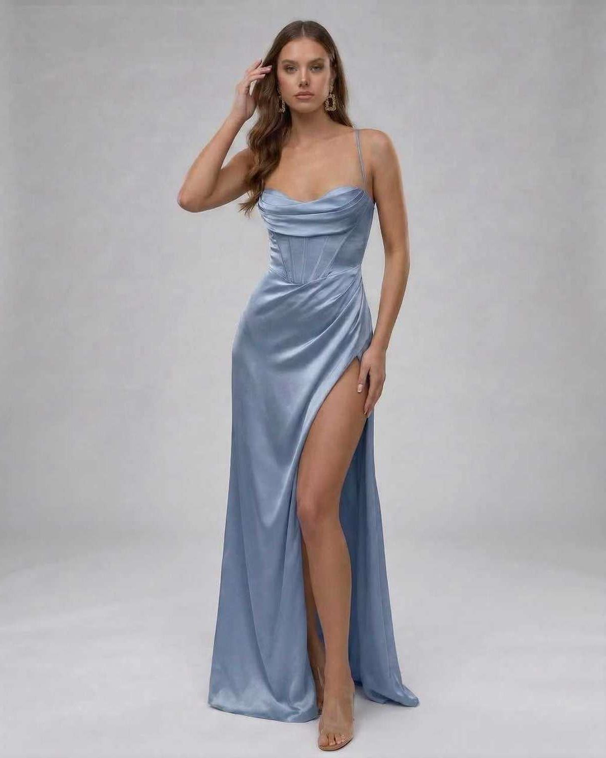 Anna-Berg | Satin High Slit Dress