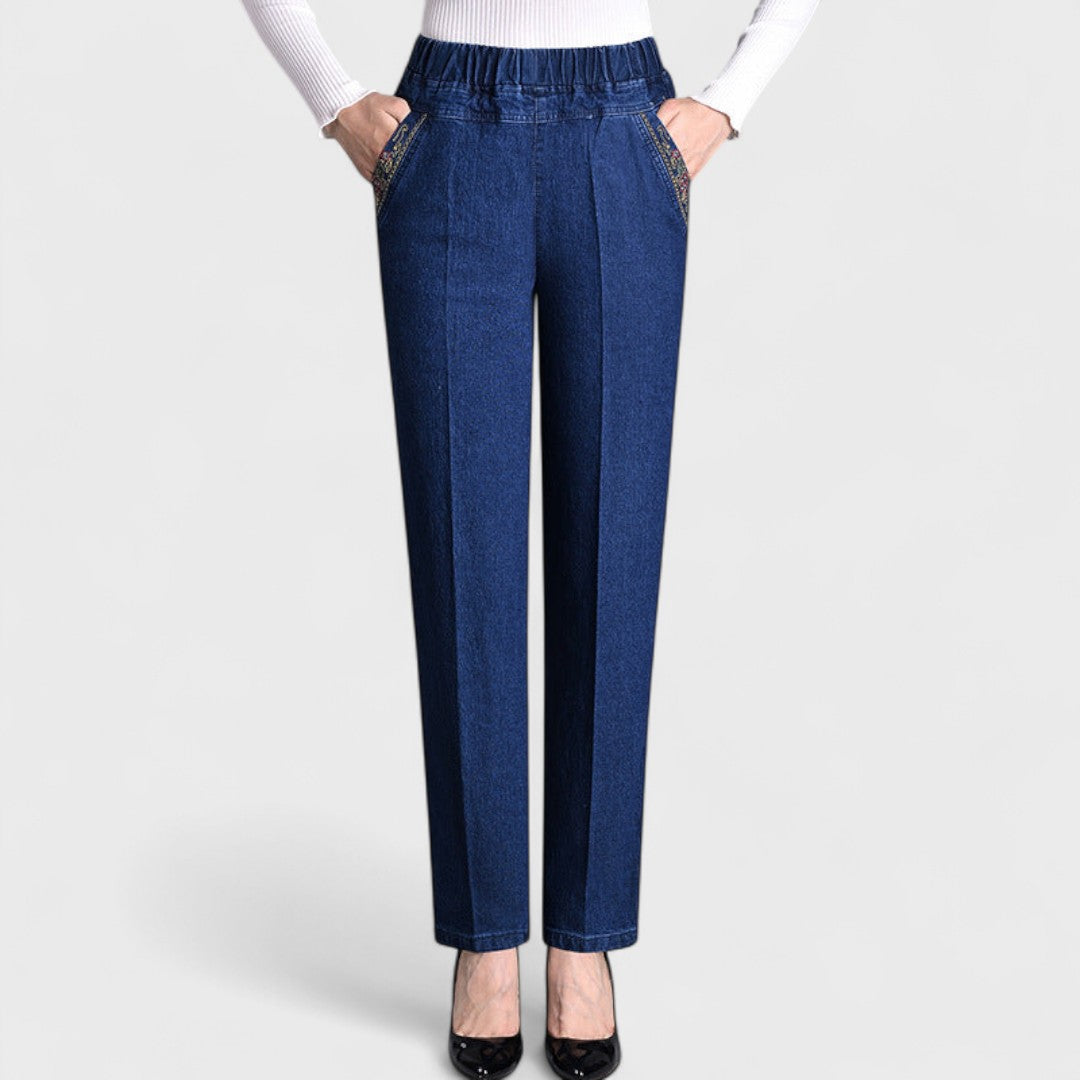 Anna-Berg | Romantic Stretch Jeans With Side Pockets And Elastic Waist