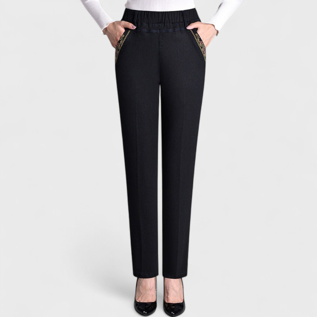 Anna-Berg | Romantic Stretch Jeans With Side Pockets And Elastic Waist