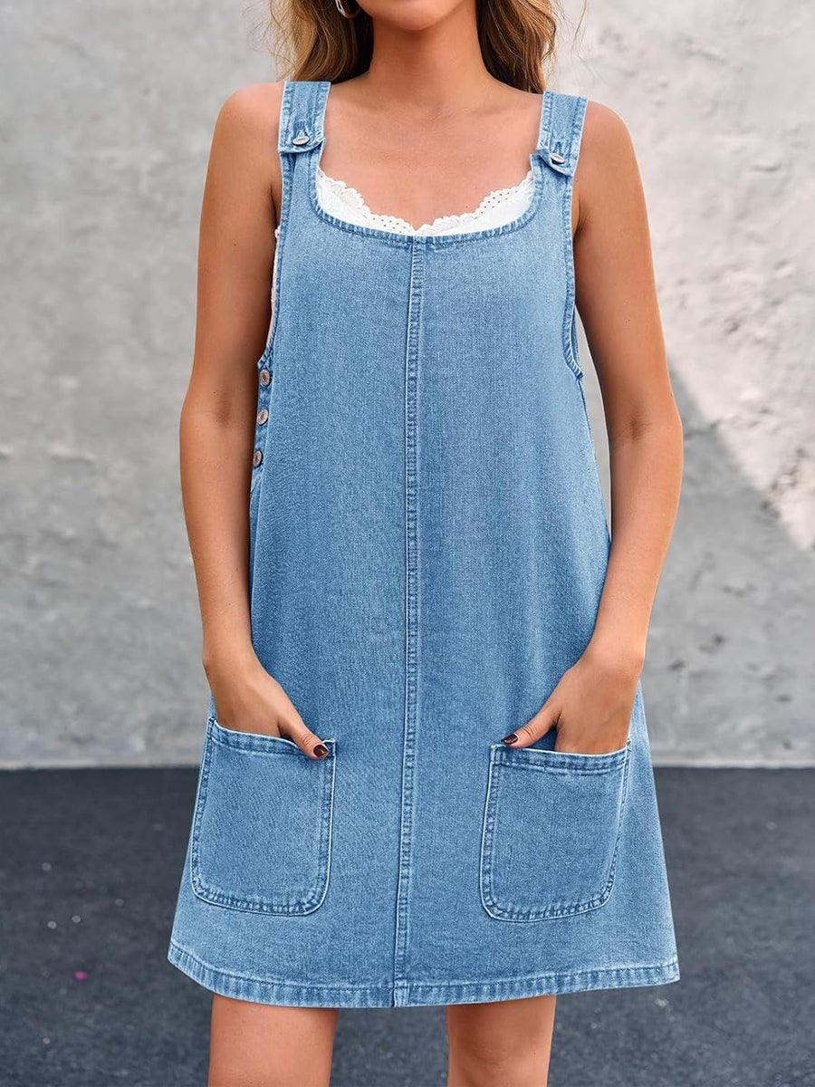 Anna-Berg | Statement Casual Denim Overall Dress in a Flattering Cut