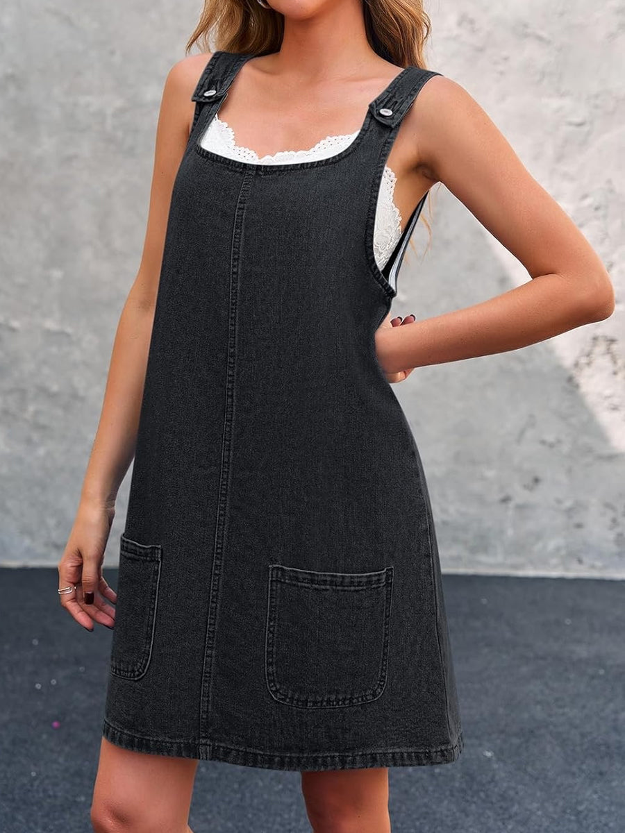 Anna-Berg | Statement Casual Denim Overall Dress in a Flattering Cut