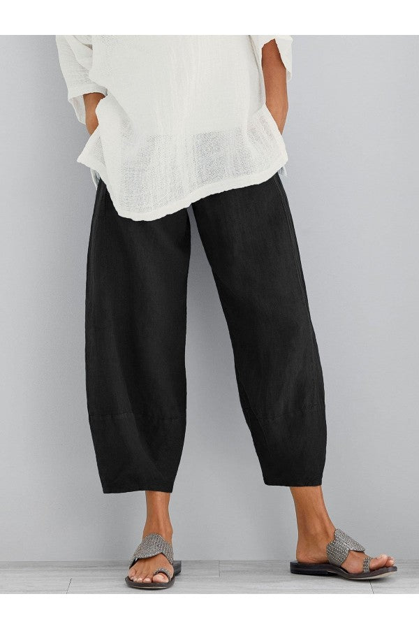 Anna-Berg | Chic Loose Fit Tapered Cropped Pants with Graceful Drape