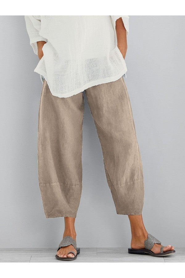 Anna-Berg | Chic Loose Fit Tapered Cropped Pants with Graceful Drape