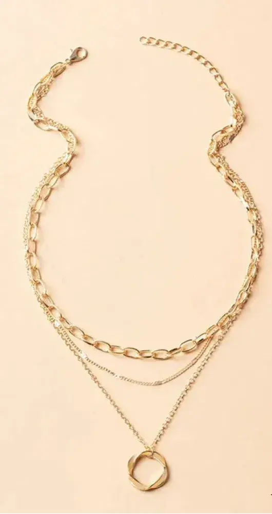 Vintage gold layered chain and hanging necklace