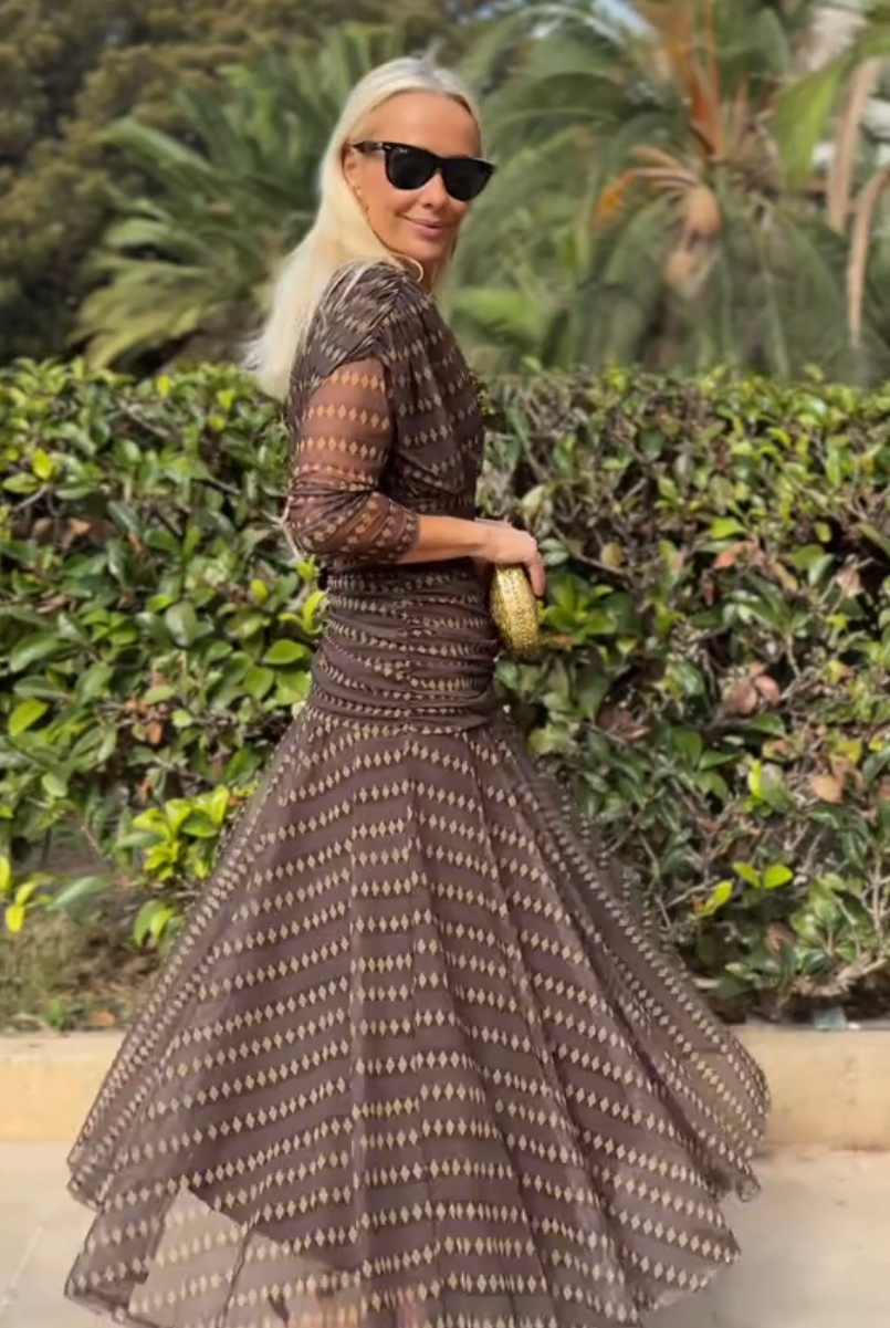 Anna-Berg | Bohemian Patterned V Neck Mesh Dress