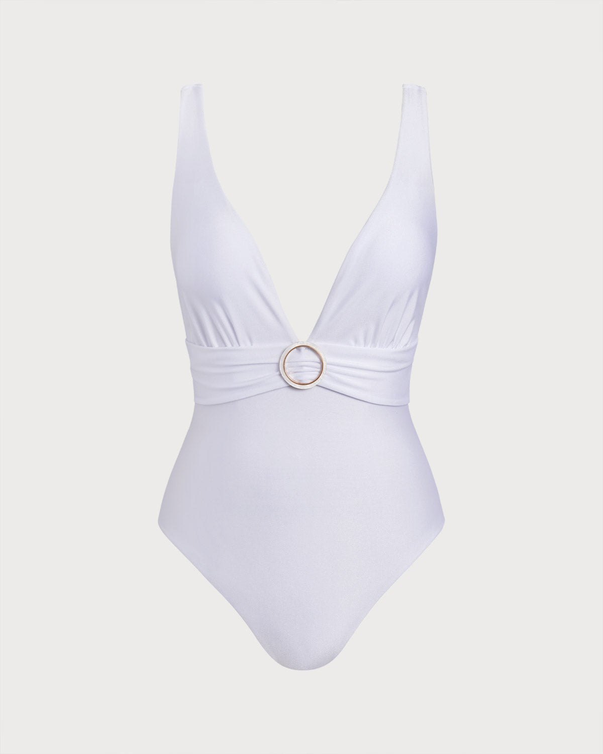 Anna-Berg | White V Neck One Piece Swimwear
