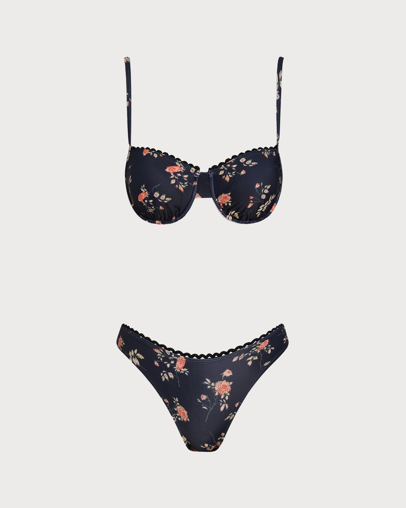 Anna-Berg | Underwire Bikini Set for Women, Floral, Navy