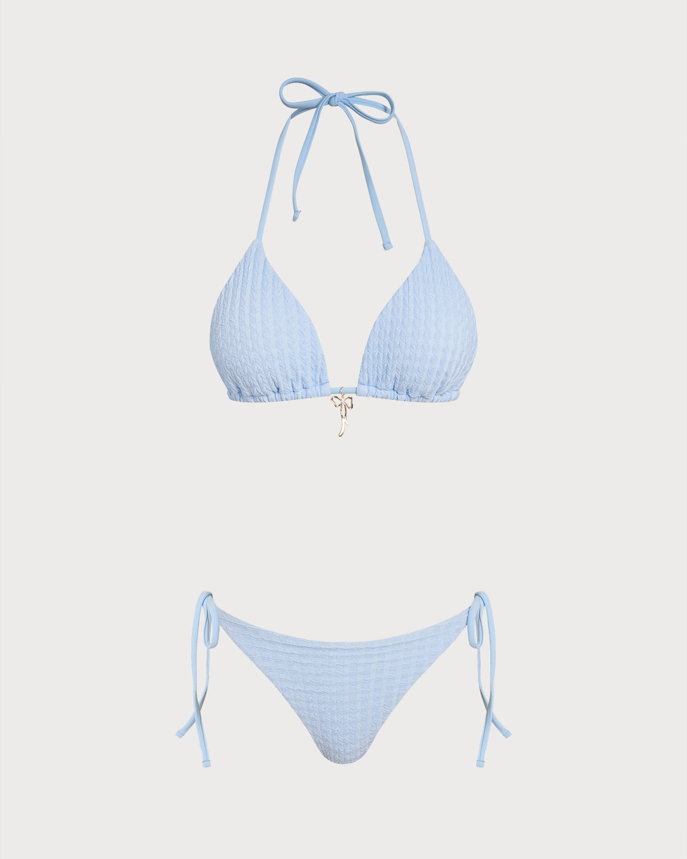 Anna-Berg | Triangle Bikini Set for Women, Blue, Halter Style, Drawstring Fit