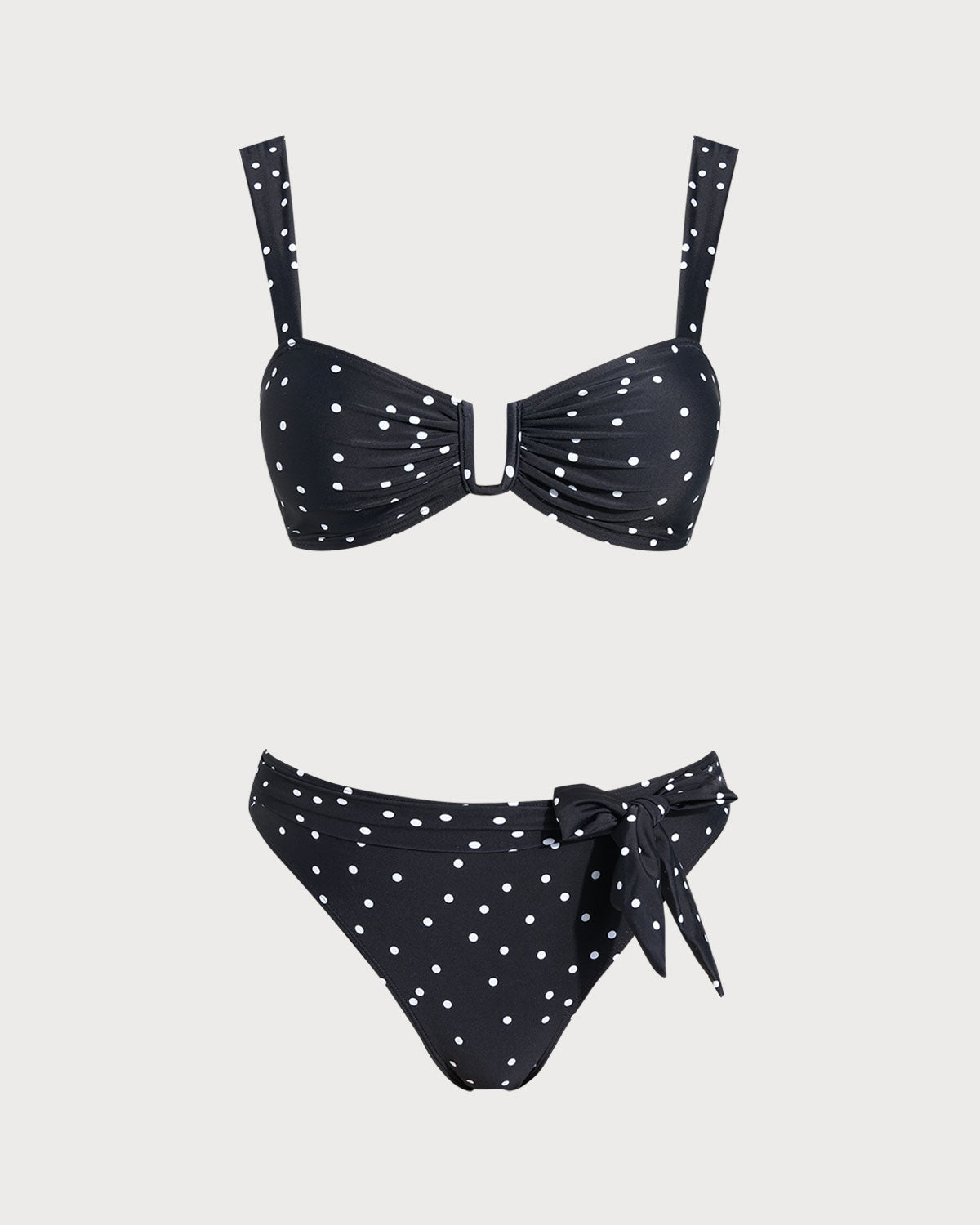 Anna-Berg | Bandeau Bikini Set, Women's, Polyester, Regular Fit, Black, Polka Dots