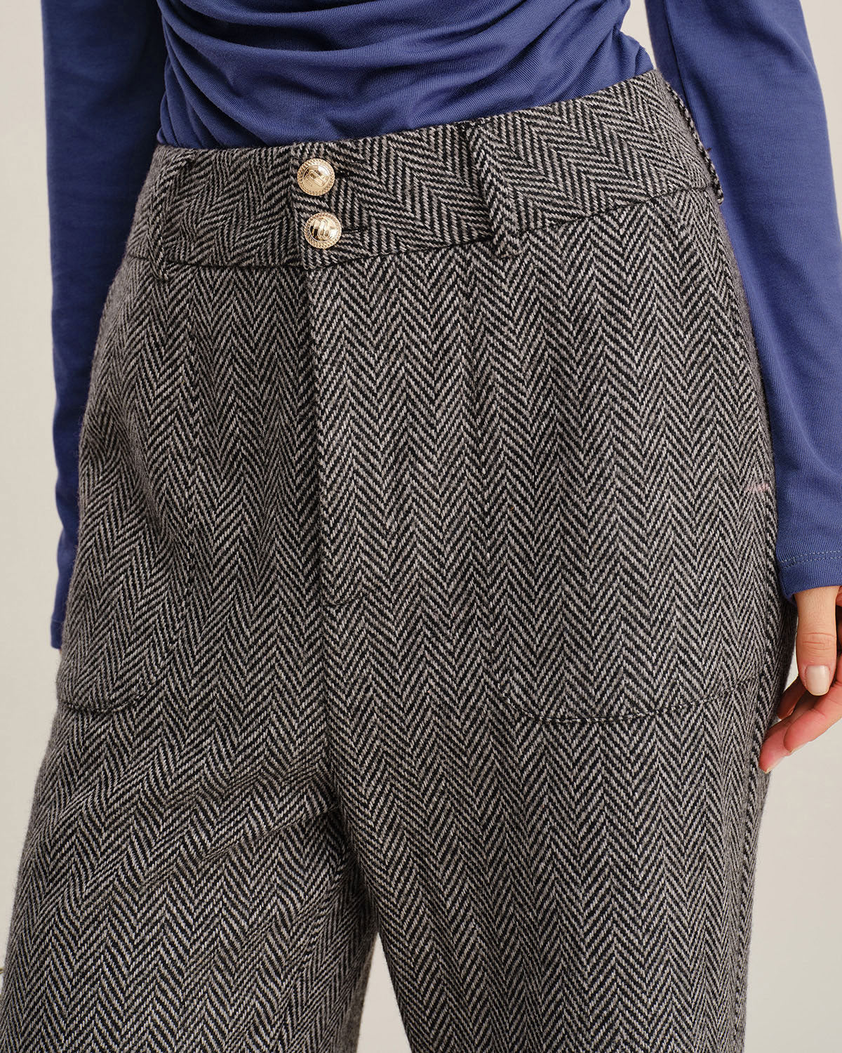 Anna-Berg | Grey Tweed Straight Fit Pants