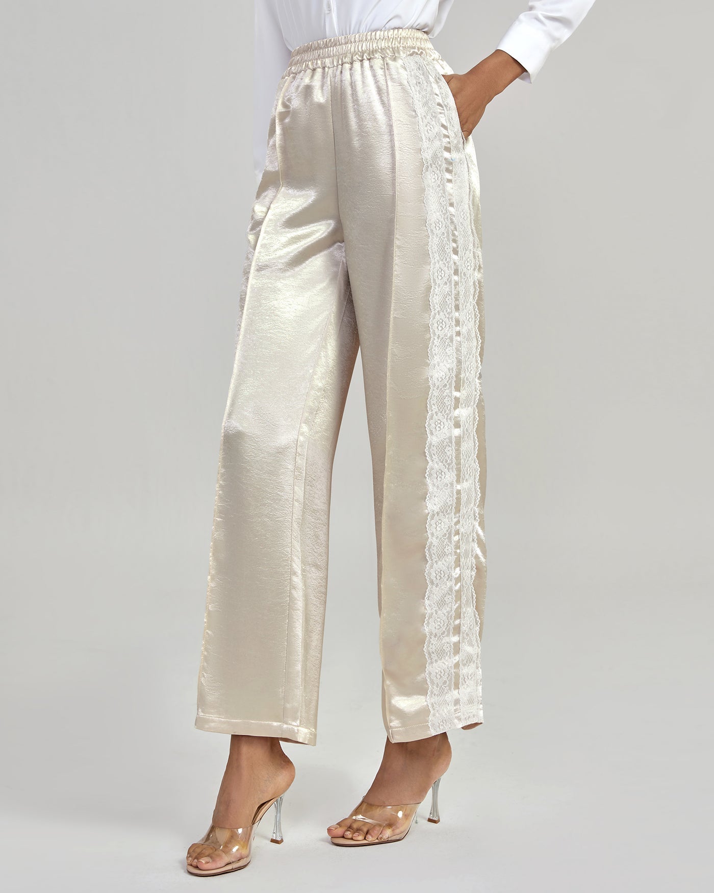 Anna-Berg | Casual Pant for Women, Elastic Waist, Cotton, Regular Fit, Apricot