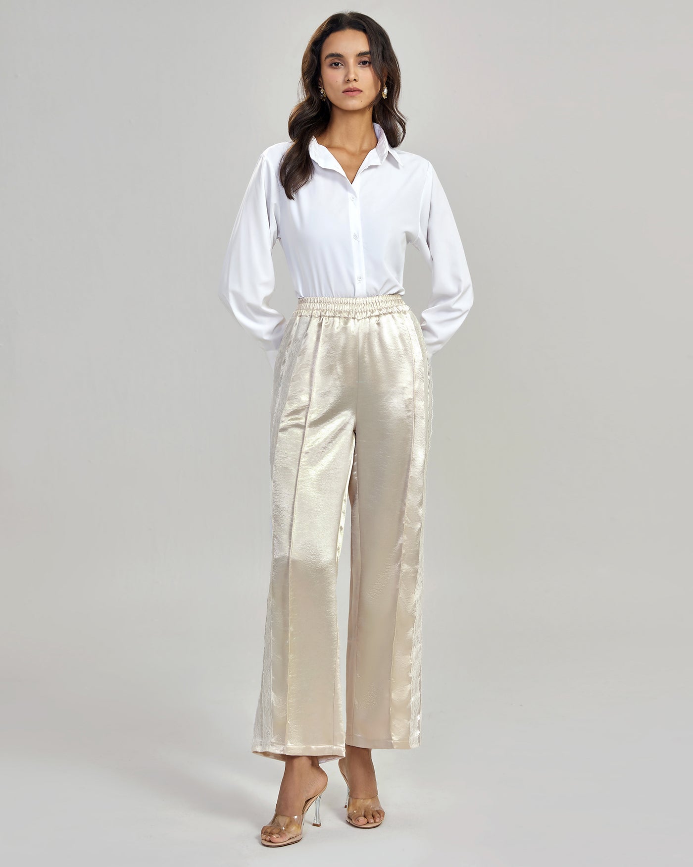 Anna-Berg | Casual Pant for Women, Elastic Waist, Cotton, Regular Fit, Apricot